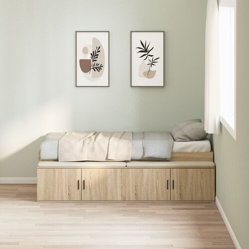 VidaXL Postelja za shranjevanje Sonoma hrast 100x200 cm Slike