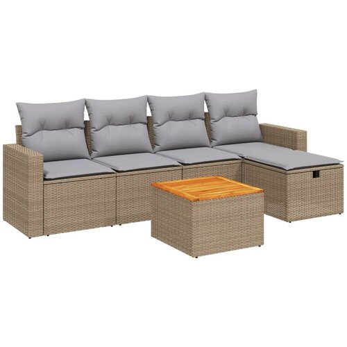  6-dijelni set vrtnih sofa s jastucima bež od poliratana 83 x 62 x 69 cm Slike