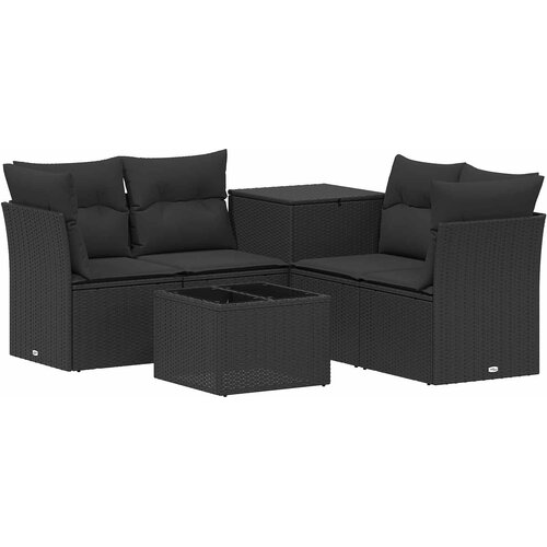  Set sofe 6 kom. Crna Poli Rattan i čelik Slike
