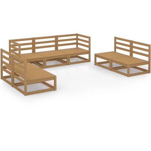 Maison Chic Seti vrtnega pohištva - Vrtna garnitura - Vrtni pohištvo set 7-delna medeno rjava trdna borovina, (21804140) Cene