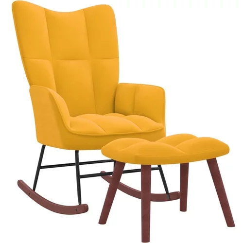  Gugalni stol s stolčkom gorčično rumen žamet