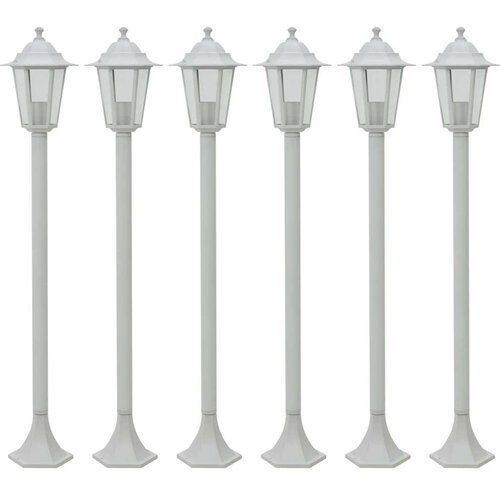 vidaXL Vrtna stupna svjetiljka od aluminija 6 kom E27 110 cm bijela Cijene