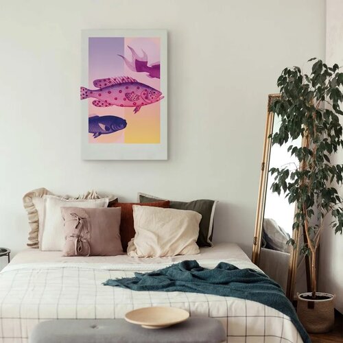  Slika - Fish in Pastels - Stylized Fish Against Gradient Shapes 80x120 Standard Slike