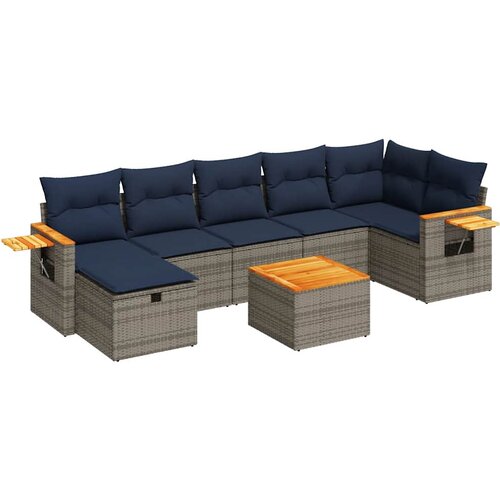 vidaXL Vrtna garnitura - 8-dijelni set vrtnih sofa od poliratana s jastucima sivi - Siva sa spremištem 7 Cene