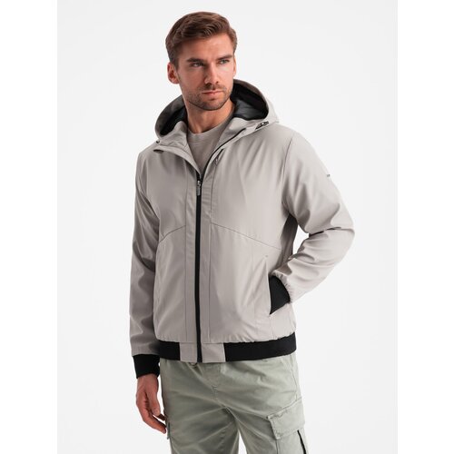 Ombre Men's lightweight jacket with mesh lining and hood - grey Cene