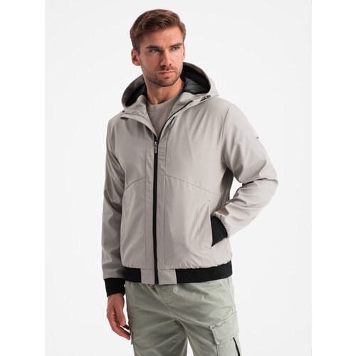 Ombre Men&amp;#039;s lightweight jacket with mesh lining and hood - grey Slike