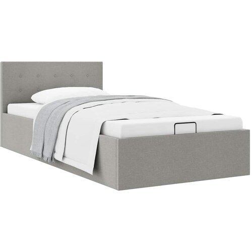 Maison Chic Dvižni Posteljni okvir - Enojna postelja - Postelja za odrasle svetlo sivo blago 100x200 cm, (21695292) Slike