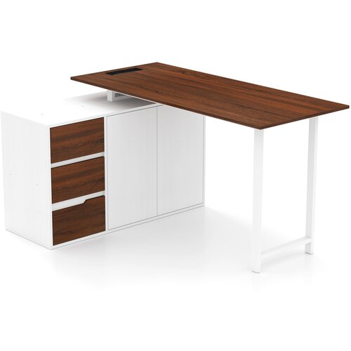  Radni stol u obliku slova L s ormarićem za spise i utičnicom, 138 cm, obrnuti kutni računalni stol Slike