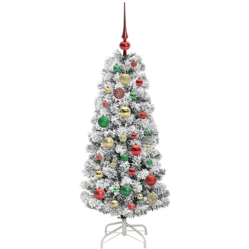 VidaXL Umjetno božićno drvce s nogom Zelena i bijela 120 cm PVC Slike