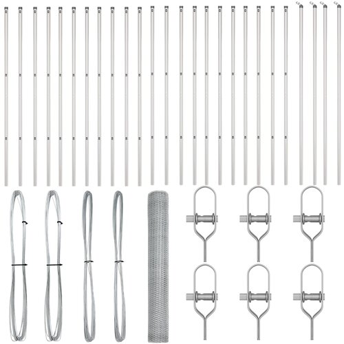 VidaXL Heksagonalna ograja 1x50 m Pocinkano jeklo, Ograje nosilci 13 kos &amp;Oslash;32 mm 150 cm Pocinkano jeklo Slike