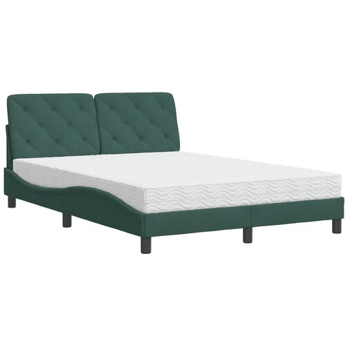 VidaXL Postelja z vzmetnico temno zelena 140x200 cm žamet, (21095106) Slike