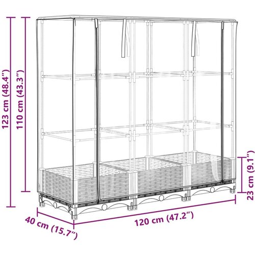 vidaXL Povišena gredica s pokrovom za staklenik 120 x 40 x 123 cm Cijene