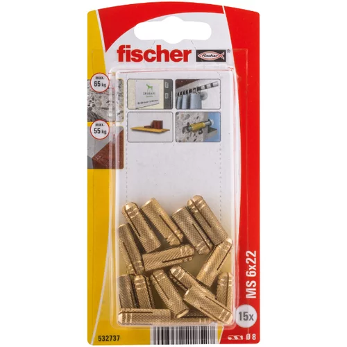 Fischer Vložki MS 6 iz medenine (6 x 22 mm, 15 kosov)