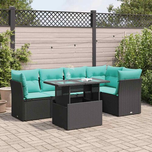 vidaXL 6-dijelni set vrtnih sofa s jastucima crni od poliratana bagrem Cijene