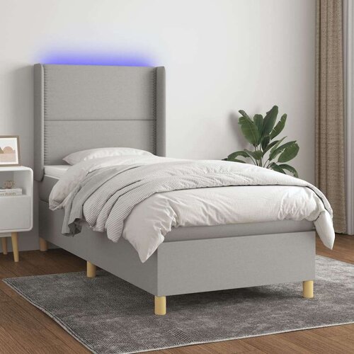  Box spring s madracem LED svjetlosivi 100x200 cm tkanina Slike