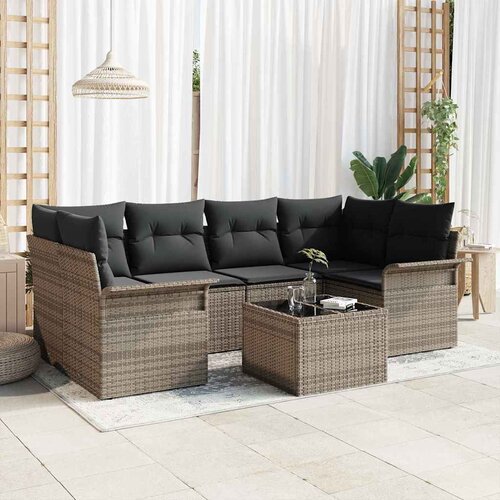  Sjedeća garnitura za vrt 7 pcs Siva 55 x 55 x 37 cm poliratan Cene