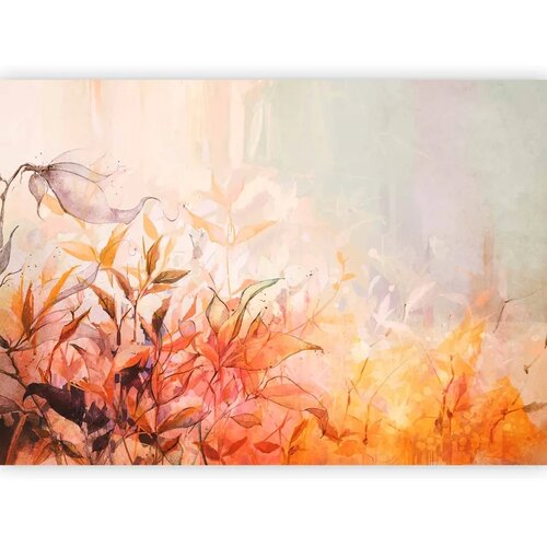  Foto tapeta - Flaming meadow - nature landscape with meadow of flowers and leaves in watercolour style 294x210 Slike