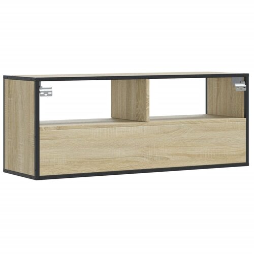  TV ormarić boja hrasta 100x31x39,5 cm konstruirano drvo i metal Smeđa Slike