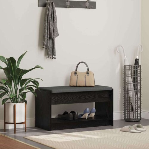  Klupa za hodnik s jastukom s policom Crni Hrast 83 x 38 x 45 cm - Crni hrast 83 cm Cijene
