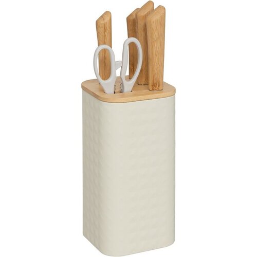 Five STALAK ZA NOŽEVE S 4 NOŽA I &Scaron;KARAMA SENSIA 11,5X11,5X36,3CM BAMBUS/NEHRĐAJUĆI ČELIK RAZNE BOJE Cijene