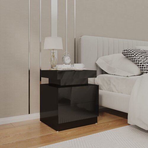 VidaXL noćni ormarić visoki sjaj crni 45 x 35 x 52 cm od iverice Slike