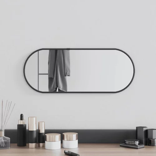 vidaXL Stensko ogledalo črno 50x20 cm ovalno