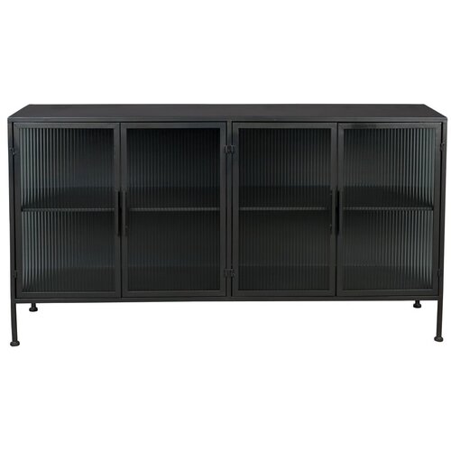 Dutchbone Črna kovinska vitrina 150x80 cm Boli – Cene
