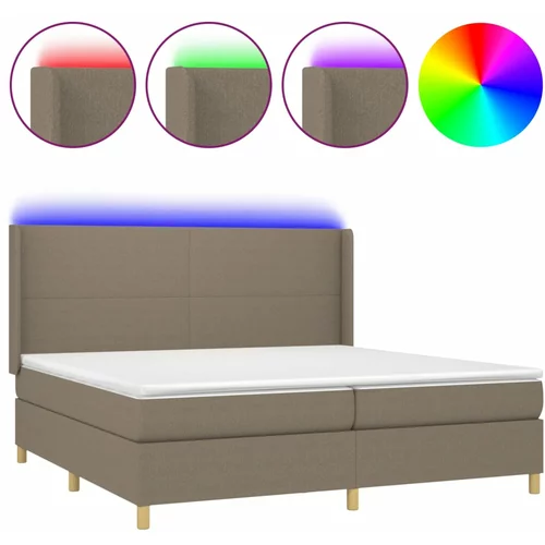vidaXL Box spring postelja z vzmetnico LED taupe 200x200 cm blago, (20761022)