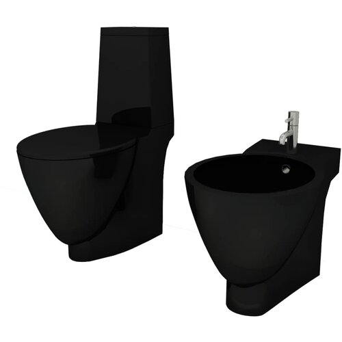 VidaXL Set Črna Keramična WC &amp;Scaron;koljka in Bide, (21129754) Slike
