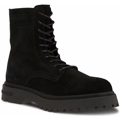 Tommy Jeans Pohodni čevlji Tjm Casual Boot Suede EM0EM01336 Black BDS