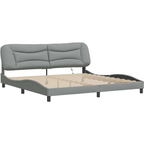  Okvir kreveta s LED svjetlima svjetlosivi 200x200 cm od tkanine Slike