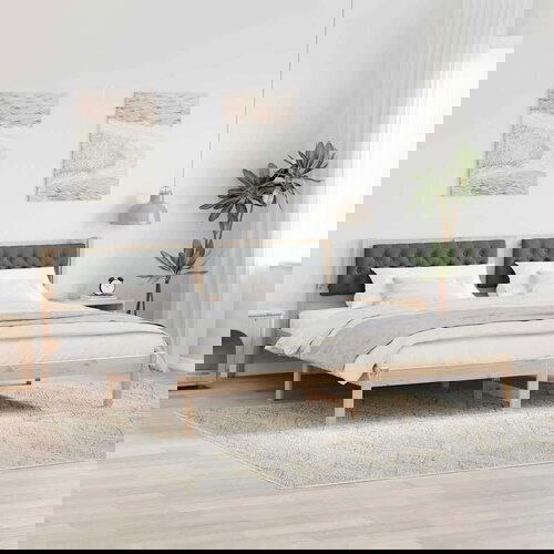 vidaXL Konstrukcija postelje z vzglavjem Temno siva 200 x 200 cm blago Cene