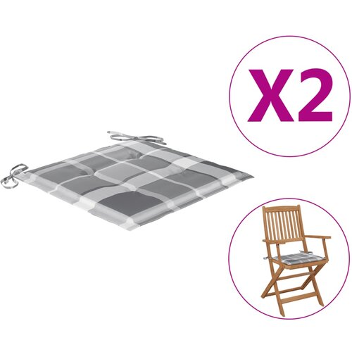 vidaXL Blazine za vrtne stole 2 kosa siv karo vzorec 40x40x3 cm blago Cene