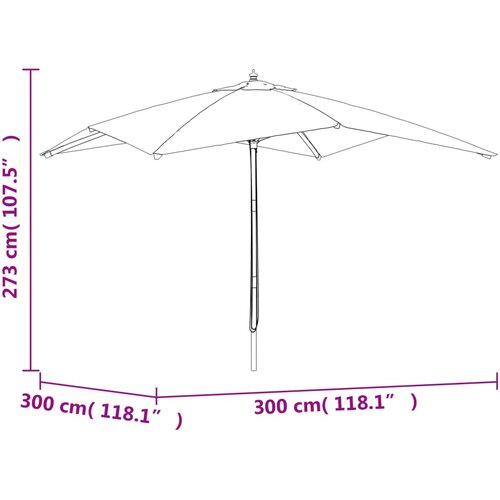  Vrtni suncobran s drvenim stupom terakota 300x300x273 cm Slike