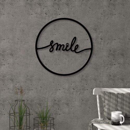 Homitis Zidna dekoracija Smile, 40x40 cm 3 mm, Crna Cene