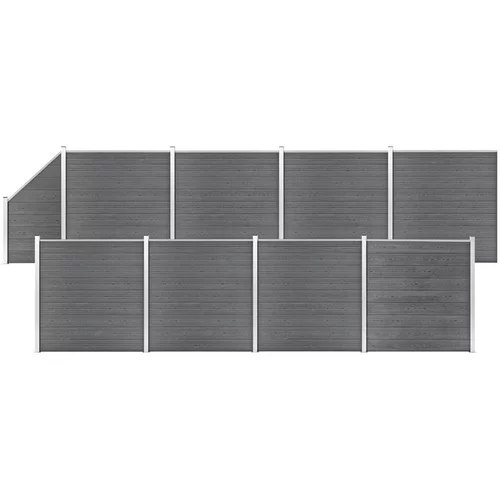  Set WPC ograda 8 kvadratnih + 1 kosa 1484 x 186 cm sivi