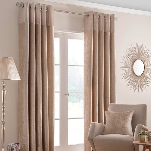 HOMESCAPES Champagne Nova Eyelet zavese par 229x137 cm, (20749542) Cene