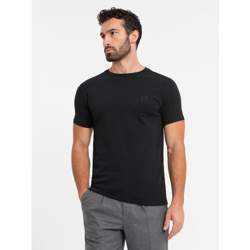 Ombre Men's SLIM FIT T-shirt with round neckline and logo - white Cene