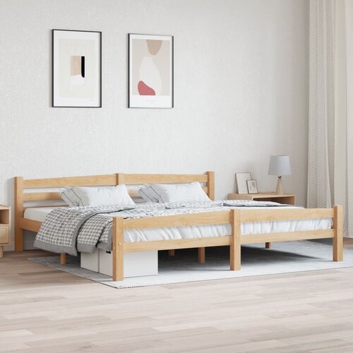 The Living Store Posteljni okvir iz trdne borovine 200x200 cm - Posteljni Okvir, (21529661) Slike