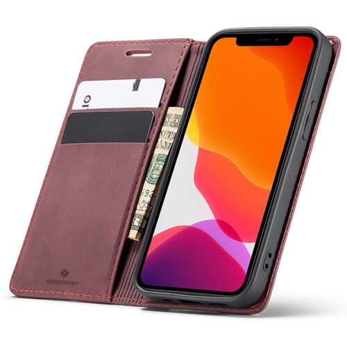 Spacecase OVITEK WALLET ZA IPHONE 12 MINI USNJEN OVITEK RDEČ, (21962493) Cene