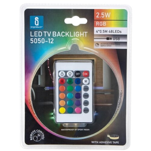 Aigostar set od 4 prigu&amp;scaron;ive led rgb trake 0,5m LED/2,5W/5V IP65 + daljinski upravljač Slike