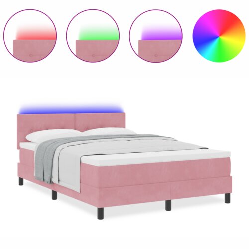 Box Spring Krevet s Madracem i LED-om Ružičasti 160x200 cm Bar&amp;scaron;un Slike