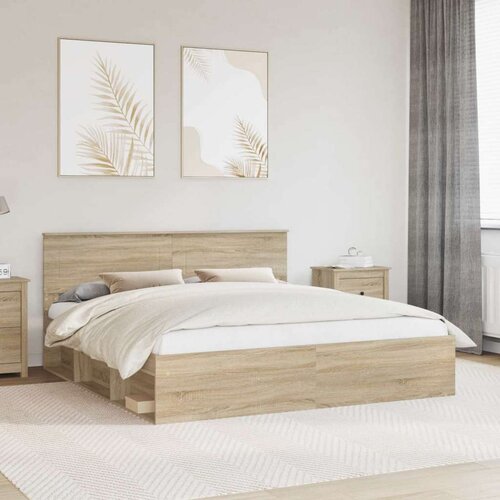  Konstrukcija postelje Sonoma 200 x 200 cm Konstruiran les, (5000121296) Cene