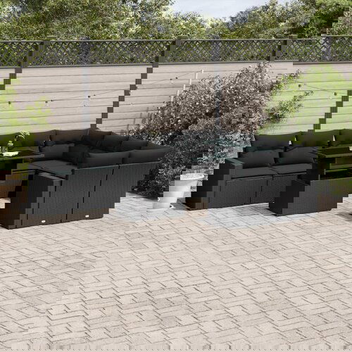 vidaXL 10-dijelni set vrtnih sofa s jastucima crni od poliratana Cijene