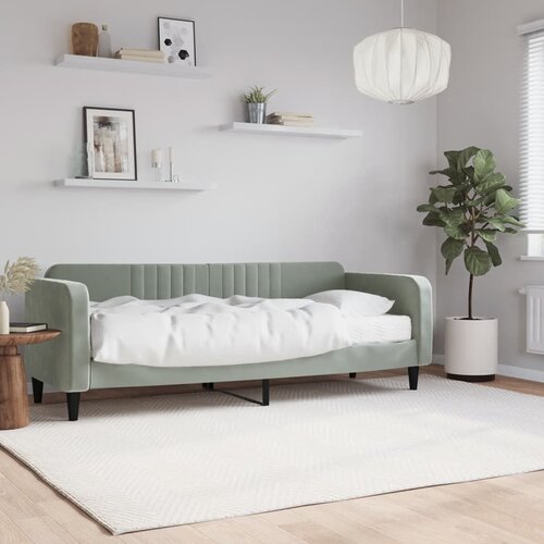  The Living Store Dnevna postelja z vzmetnico svetlo siva 80x200 cm žamet - Dnevna Postelja Z Vzmetnico, (21491403) Slike
