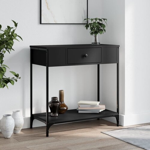 vidaXL Konzolna mizica črna 75x34,5x75 cm inženirski les Cene