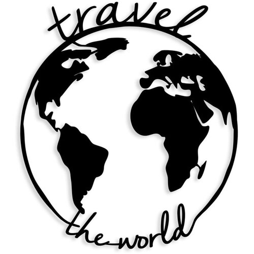 Decortie Črna kovinska stenska dekoracija Travel The World, 55 x 62 cm Cene
