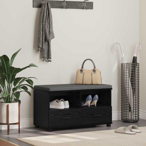  Klupa za hodnik s jastukom s policom Crni Hrast 80 x 38 x 46 cm Cijene