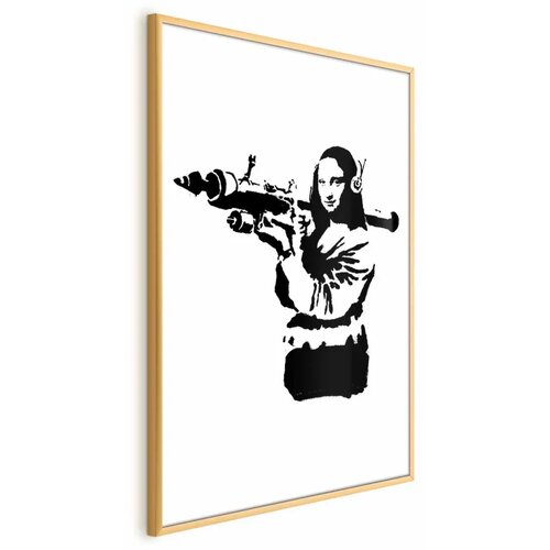  Plakat - Banksy Mona Lisa with Rocket Launcher 29.7x42 Zlatni okvir Cene