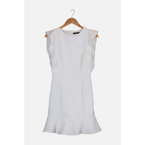 Trendyol Ženska haljina Frill Detaljna bijela | siva Slike